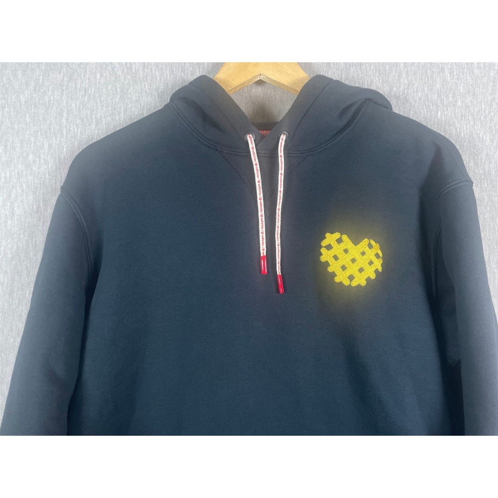 Chick-fil-A Waffle Fry Heart Hoodie Navy Blue Fleece Sweatshirt Size Medium